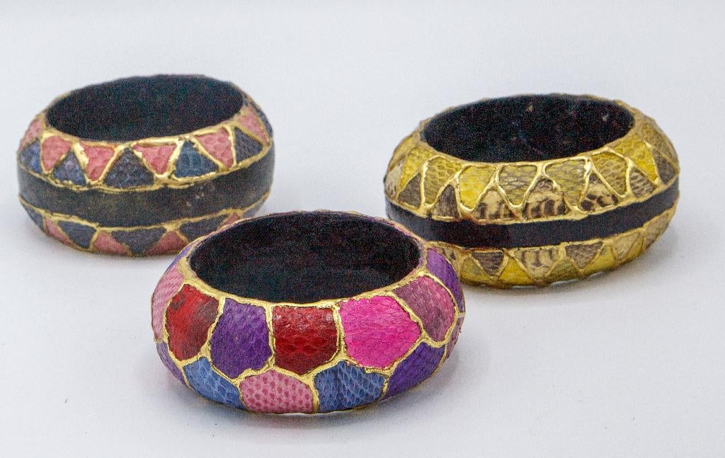 3 bracelets en peau de serpent, Bijoux, Sacs & Beauté, Bracelets, Enlèvement ou Envoi, Neuf, Autres couleurs, Cuir