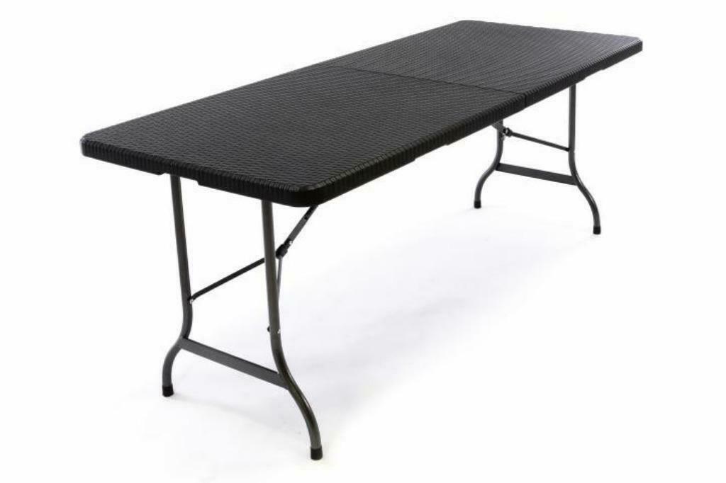 Klaptafel Tuintafel Rotan-Look 180 x 75 cm Zwart. Tot 170kg, Ophalen of Verzenden, Nieuw