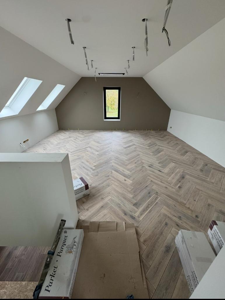 Eiken parket Farm-Herringbone Visgraat, Neuf, Gris, Enlèvement ou Envoi, Parquet
