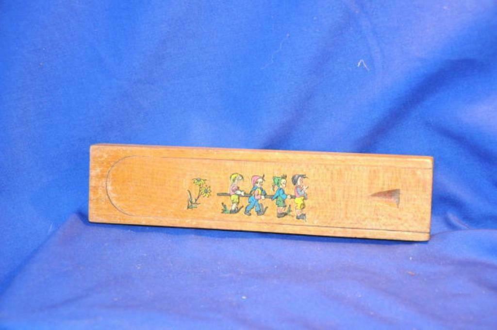 §  plumier vintage en bois decor file d'enfants, Antiquités & Art, Enlèvement ou Envoi