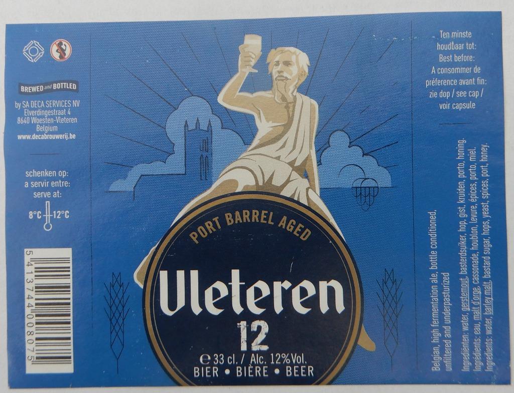 Étiquette de bière Vleteren 12 Port Br.  AS DECA (9e6), Envoi, Utilisé