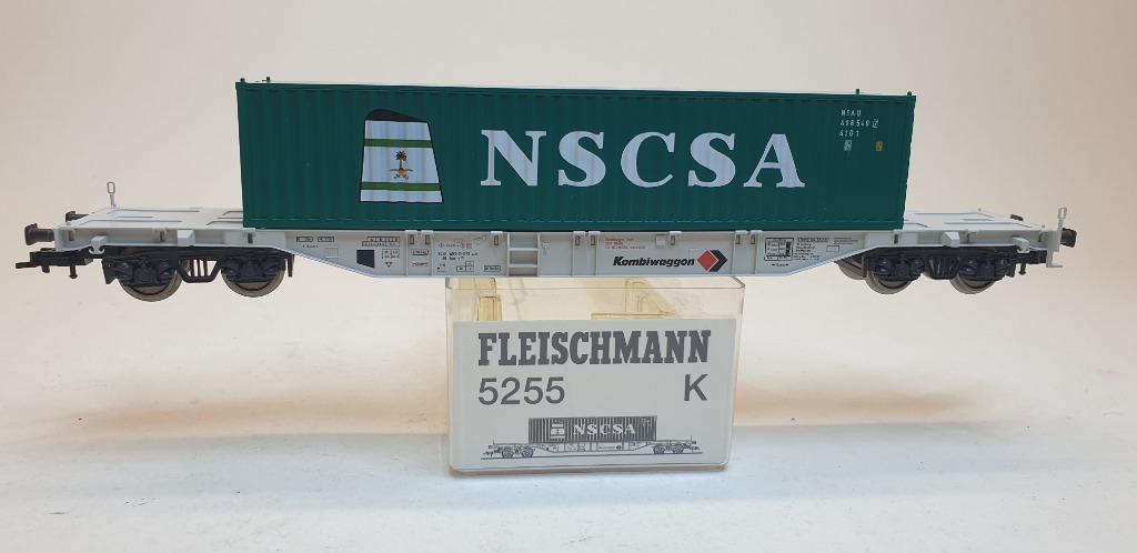 Fleischmann 5255 K H0 Containerwagon Kombiwaggon NSCA, Enlèvement ou Envoi, Fleischmann, Wagon, Comme neuf