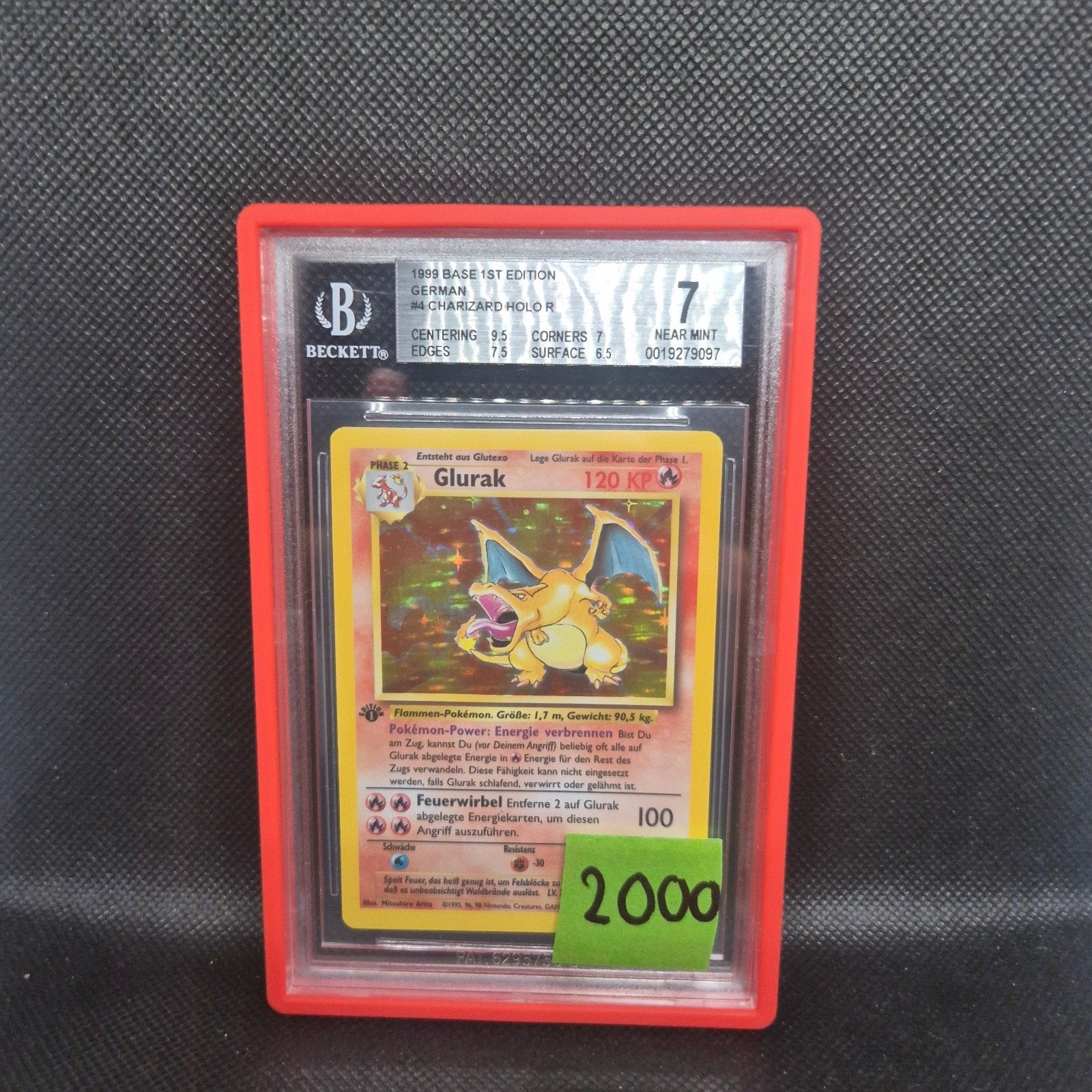 Charizard Holo German Base 1st Edition BGS 7, Enlèvement ou Envoi