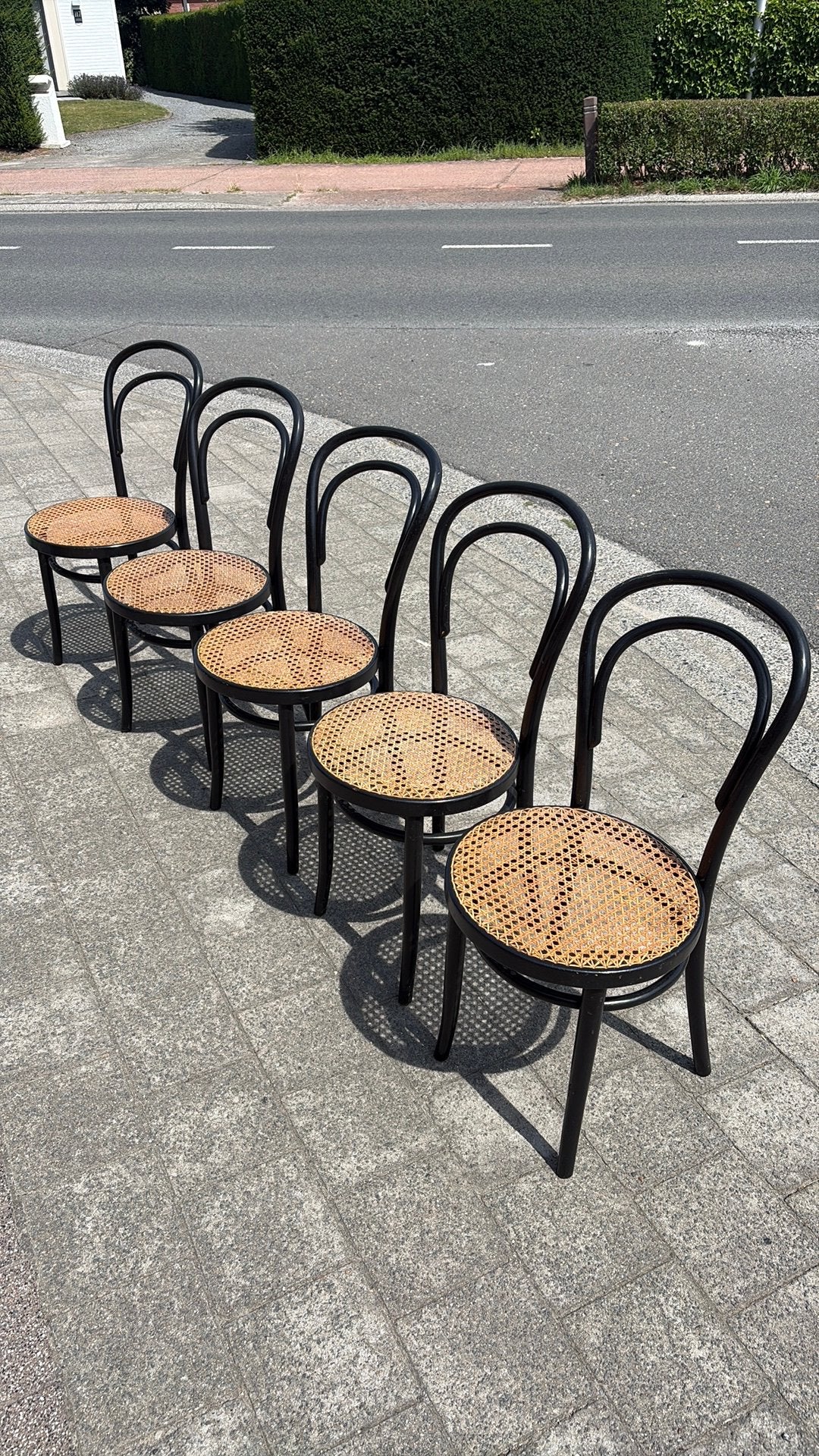 5 bugholt bistrostoelen in Thonet-stijl, Ophalen, Gebruikt, Zwart, Thonet
