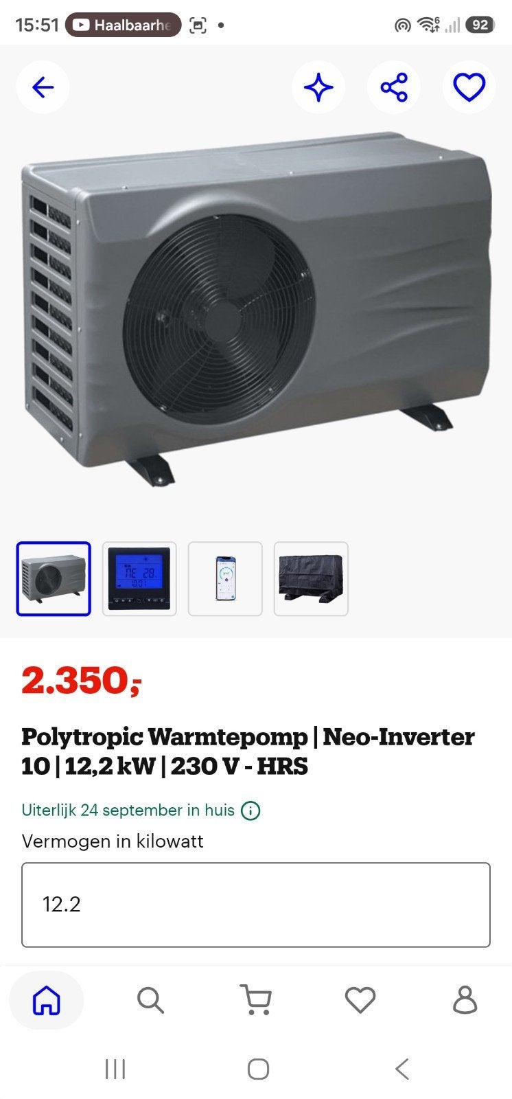 nieuwe zwembad warmtepomp 12kw full inverter, Ophalen