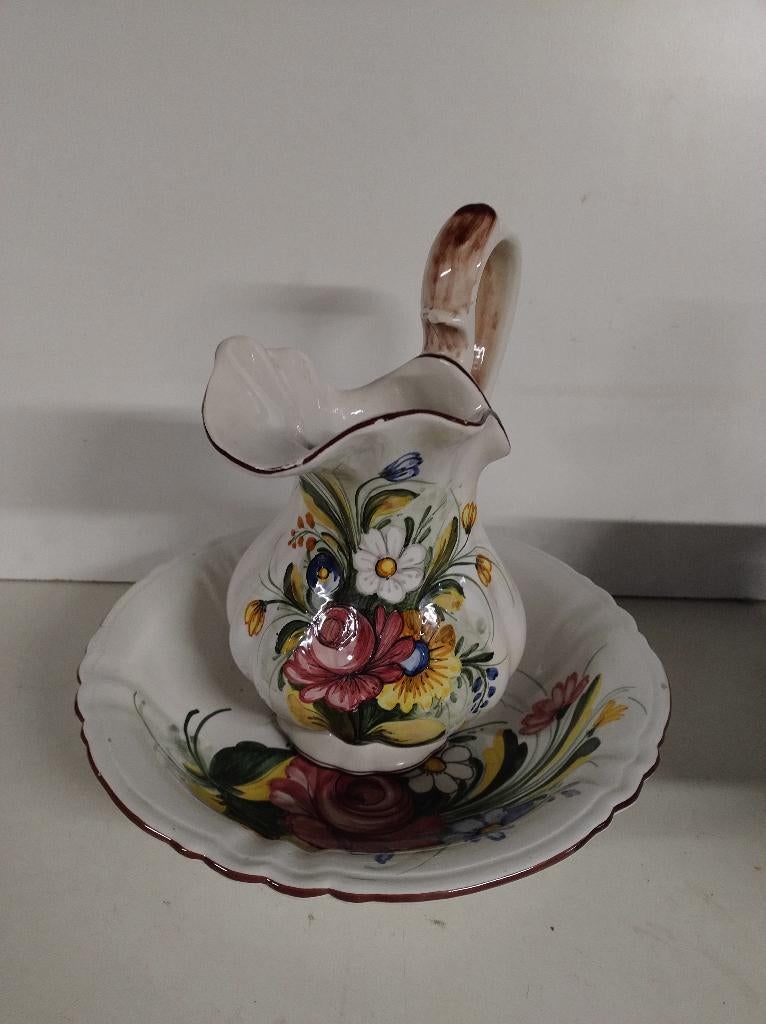 Vintage waskom Castelli - Italië handgeschilderd keramiek, Antiek en Kunst, Ophalen