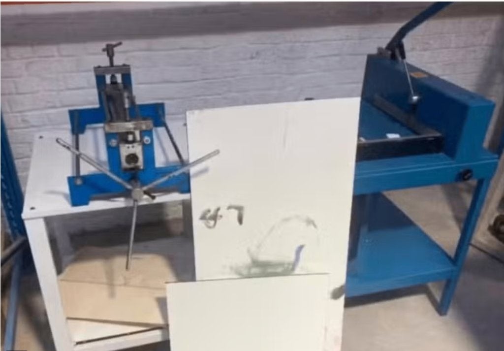 vang gravure drukpers + snijmachine dahle, Ophalen, Gebruikt