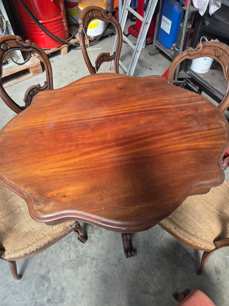 Massieve tafel met 6 stoelen, Antiek en Kunst, Ophalen