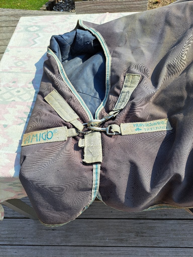 Paardendeken Amigo voor winter, Gebruikt, Dubbele borstsluiting, Blauw, Full (L)