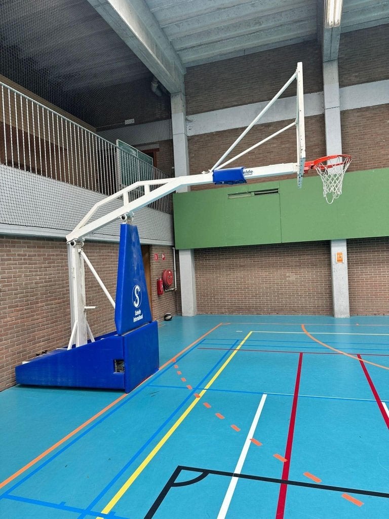 Schelde Sports professionele basketbalring op wielen, Sport en Fitness, Ophalen of Verzenden, Gebruikt, Ring, Bord of Paal