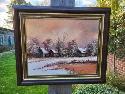 olieverfschilderij winterlandschap Rick Theunissen, Antiek en Kunst, Ophalen