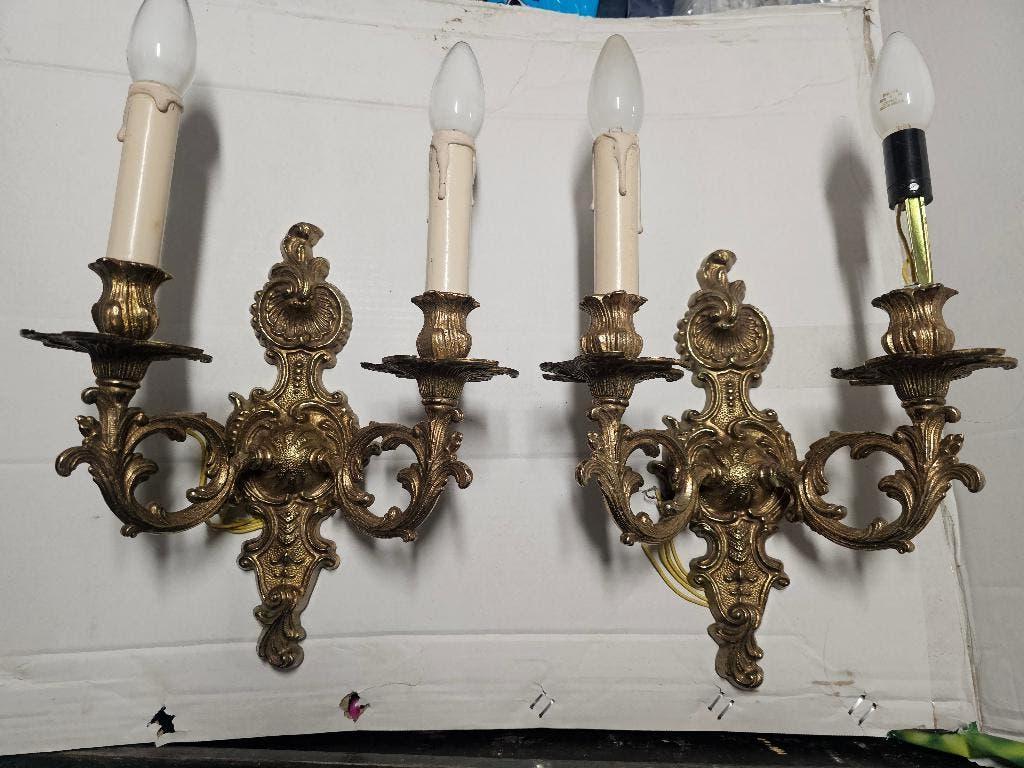 Antieke bronzen wandlampen, Antiek en Kunst, Ophalen