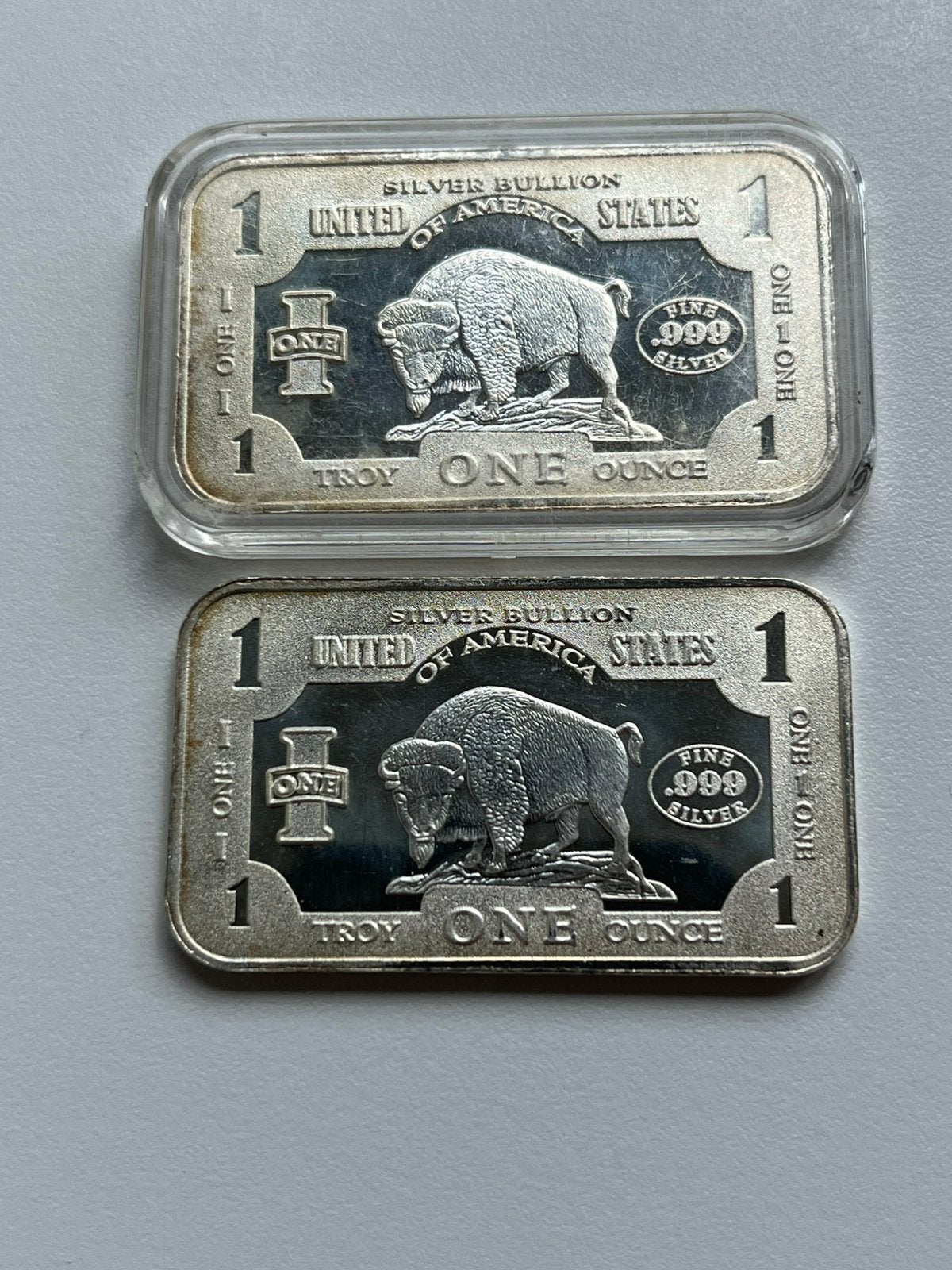 2 zilveren baartjes 1oz US silver bullion, Ophalen of Verzenden, Zilver