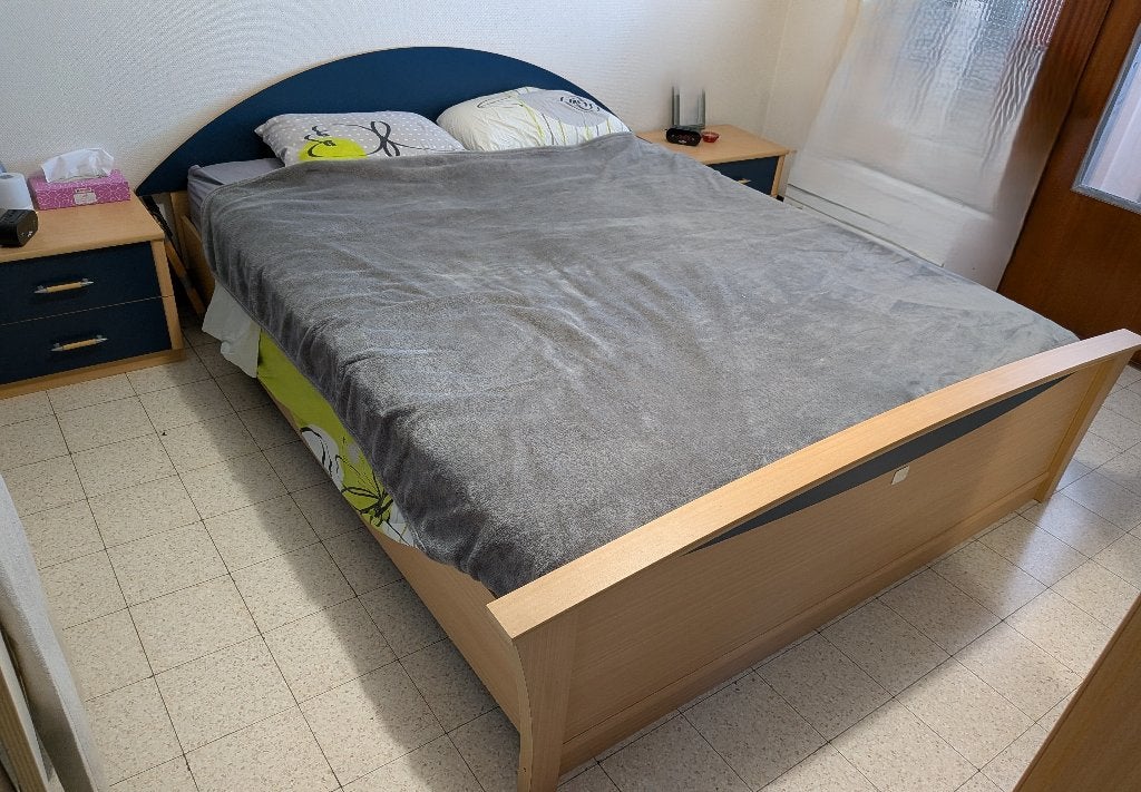 Chambre à coucher (Lit 1m60+armoire+2x tables de chevet), Maison & Meubles, Enlèvement, Utilisé, Deux personnes