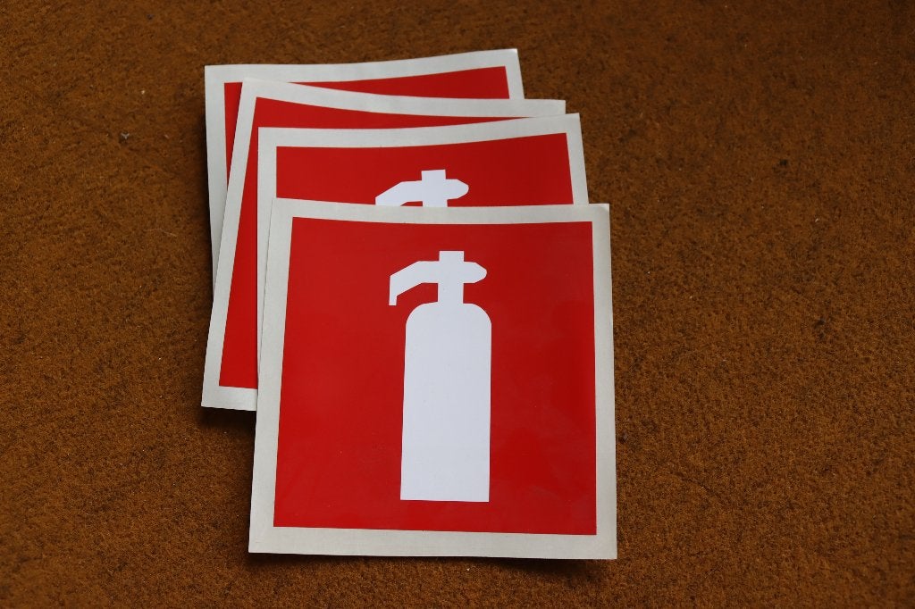 Pictogram brandblusapparaat sticker, Huis en Inrichting, Brandblussers en Brandkasten, Ophalen, Nieuw