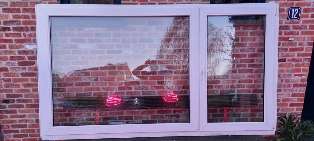 Fenêtre en PVC blanc à double vitrage avec volet., Double vitrage, 160 cm ou plus, 120 à 160 cm, Fenêtre de façade ou Vitre