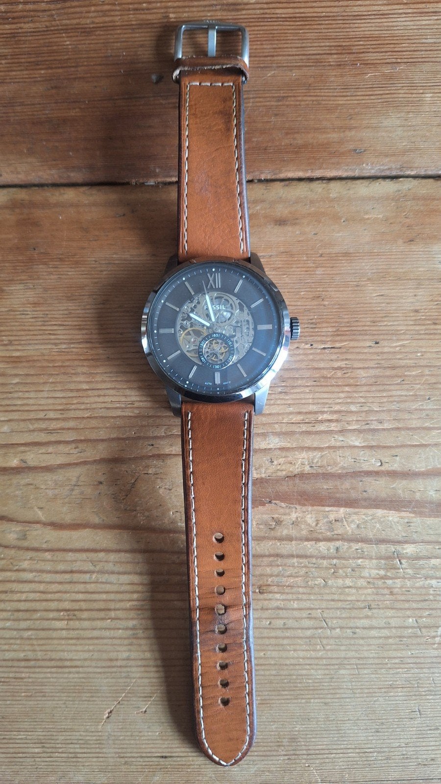 Fossil, gedragen! Automatic, lederen bandjes, Bijoux, Sacs & Beauté, Montres | Hommes, Enlèvement, Utilisé, Montre-bracelet, Cuir