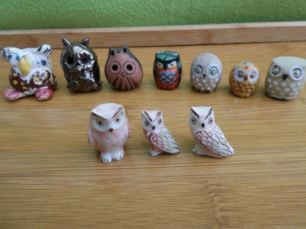 Set van 10 stuks leuke stenen uiltjes, Ophalen of Verzenden, Zo goed als nieuw, Dier