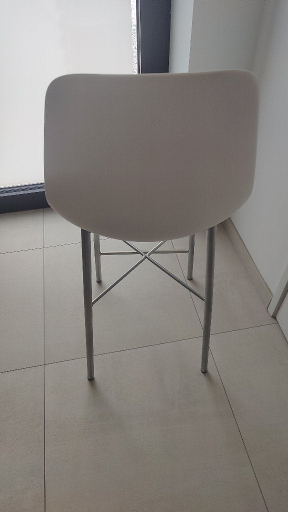 Barstoel Perfecta Claudio - Wit/grijs, Huis en Inrichting, Ophalen, Gebruikt, Met voetsteun, 90 cm of meer