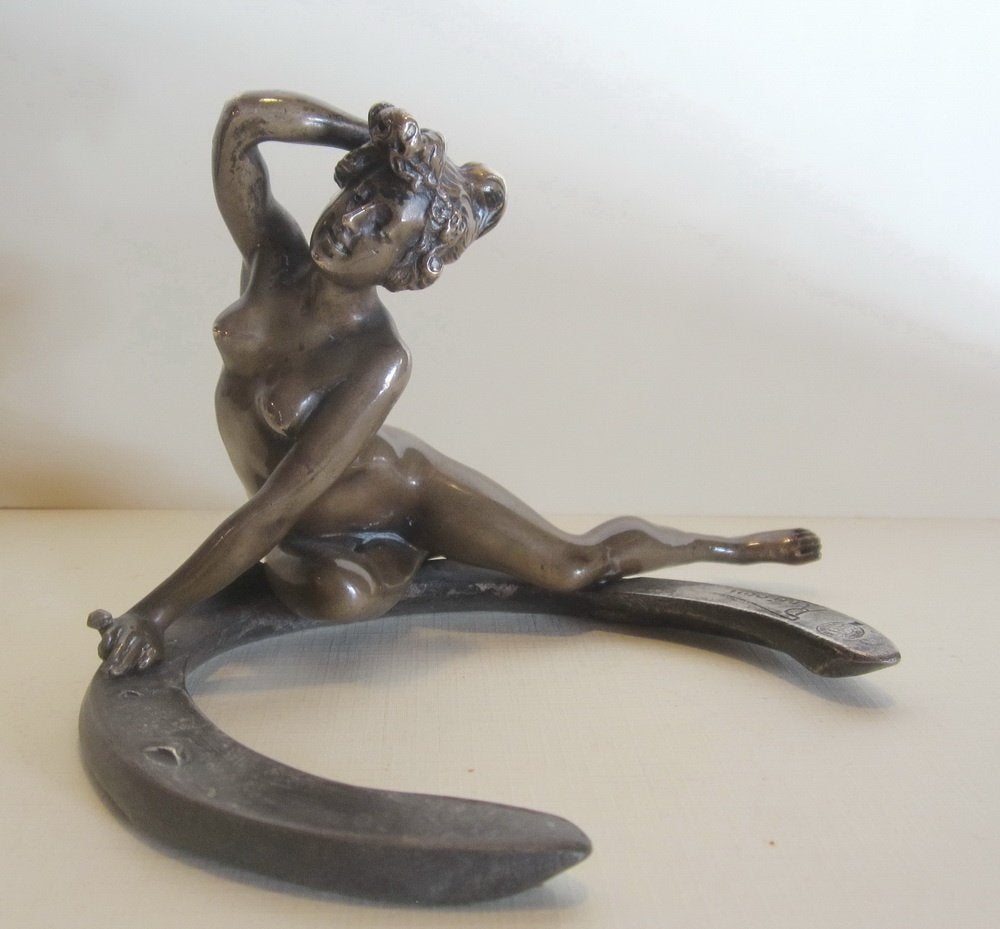 Bronze ancien Art Nouveau, nu, G Recipon, vers 1896, Statue, Art nouveau, Brons, Femme