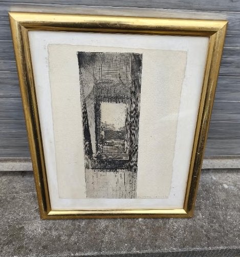 Gravure signe, Antiquités & Art, Art | Eaux-fortes & Gravures, Enlèvement ou Envoi, Gravure