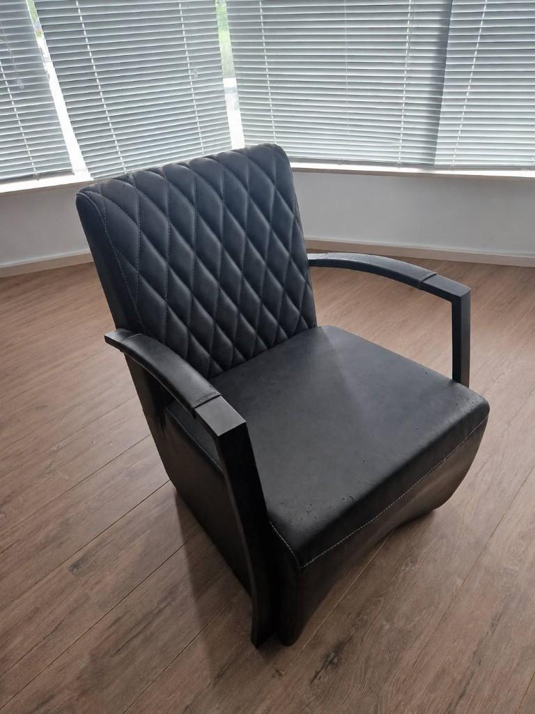 Fauteuil antraciet (x2), Ophalen, Gebruikt, 75 tot 100 cm, Metaal