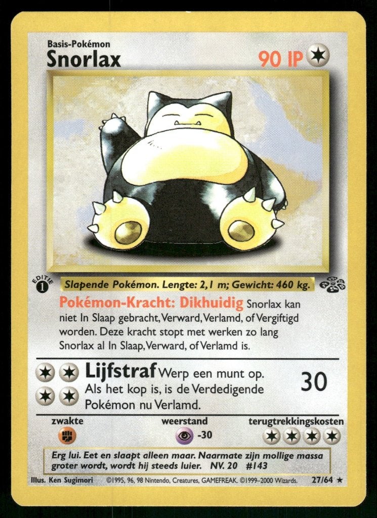 Snorlax 27/64 - Jungle (1st edition) (NL) (NM), Envoi, Utilisé