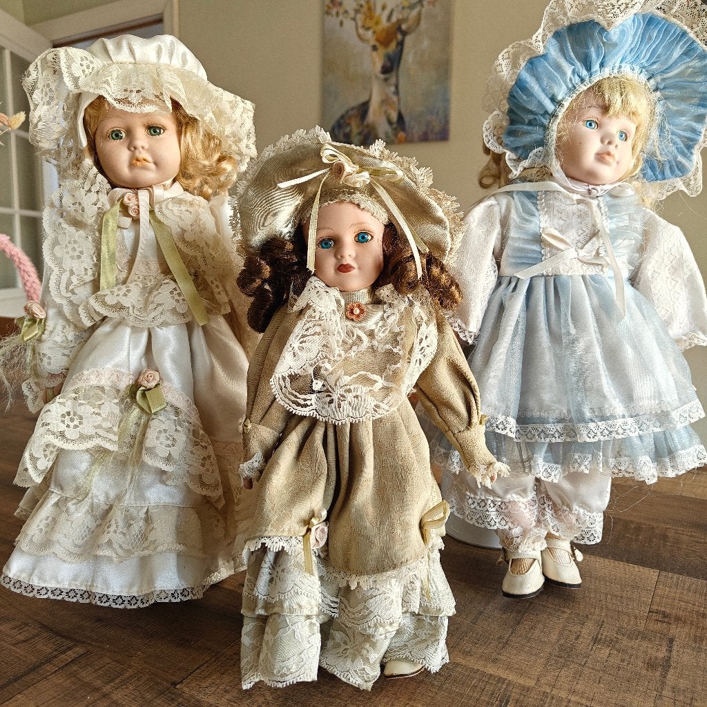 Collection de 3 poupées en porcelaine, Enlèvement ou Envoi, Utilisé