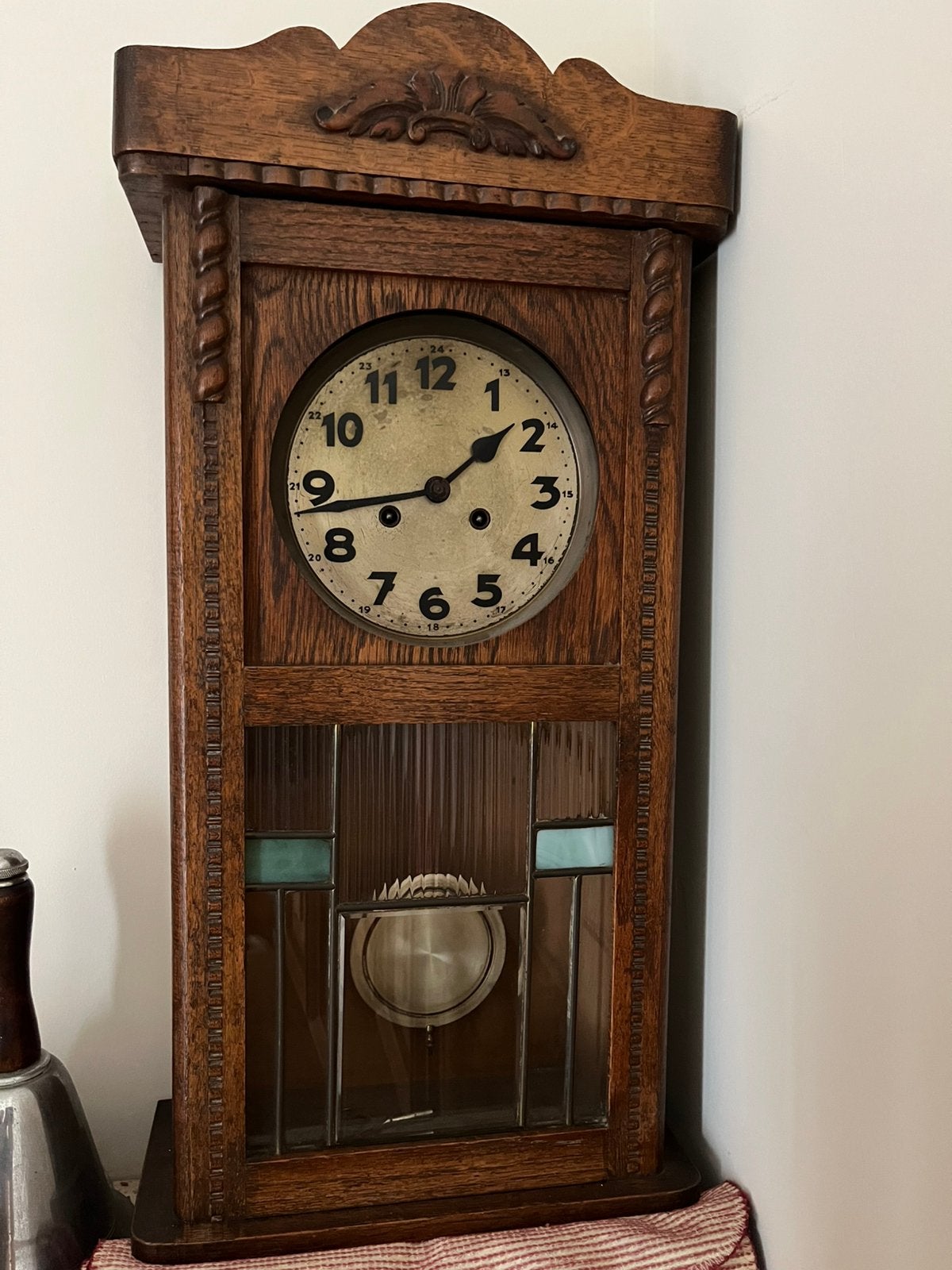 Antieke wandklok regulateur 1920 - 1930, Ophalen