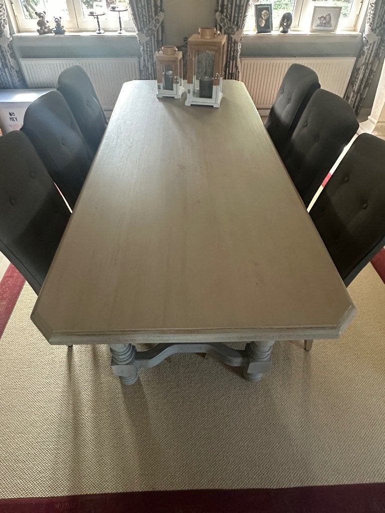Eiken eettafel + 6 stoelen (795 euro), Huis en Inrichting, Ophalen, Eikenhout, 50 tot 100 cm, Zo goed als nieuw