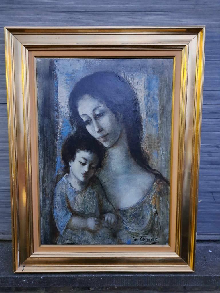 huile sur toile maternite signe guy cambier, Antiek en Kunst, Kunst | Schilderijen | Klassiek, Ophalen of Verzenden