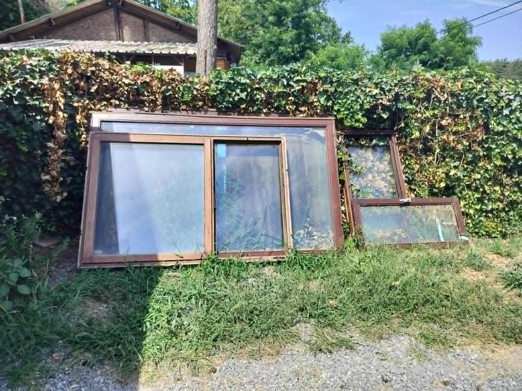 meranti ramen, Bricolage & Construction, Enlèvement, Utilisé, Fenêtre de façade ou Vitre, Double vitrage