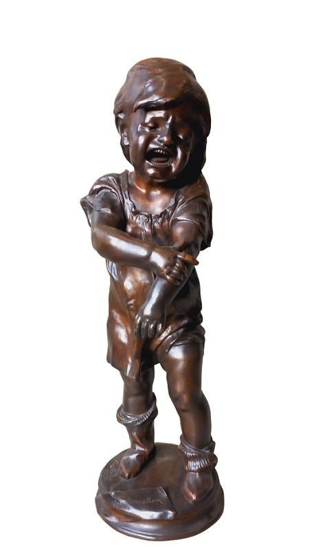 premiere sensation Victorien Antoine Bastet 1883, Antiek en Kunst, Ophalen, Brons, Beeld, 20 - 50 cm