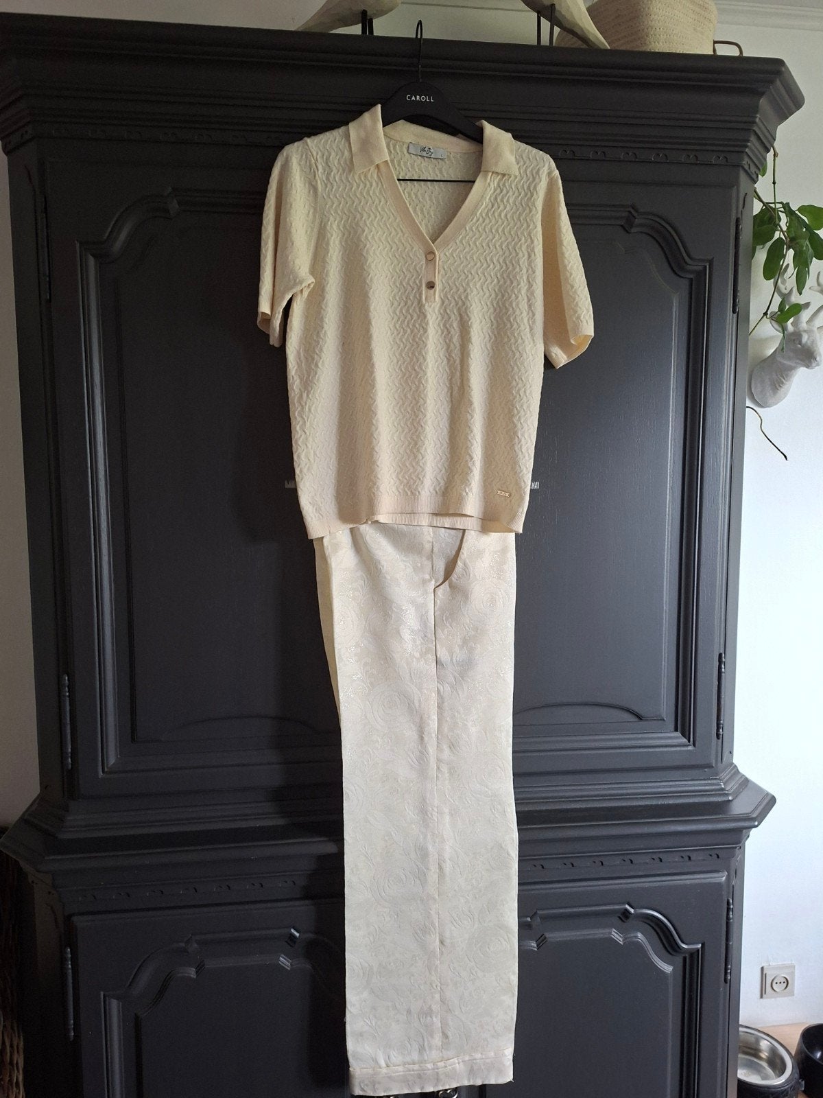 Broek van ontwerper Nicky Vankets, Kleding | Dames, Broeken en Pantalons, Zo goed als nieuw, Maat 38/40 (M), Wit, Lang, Ophalen of Verzenden