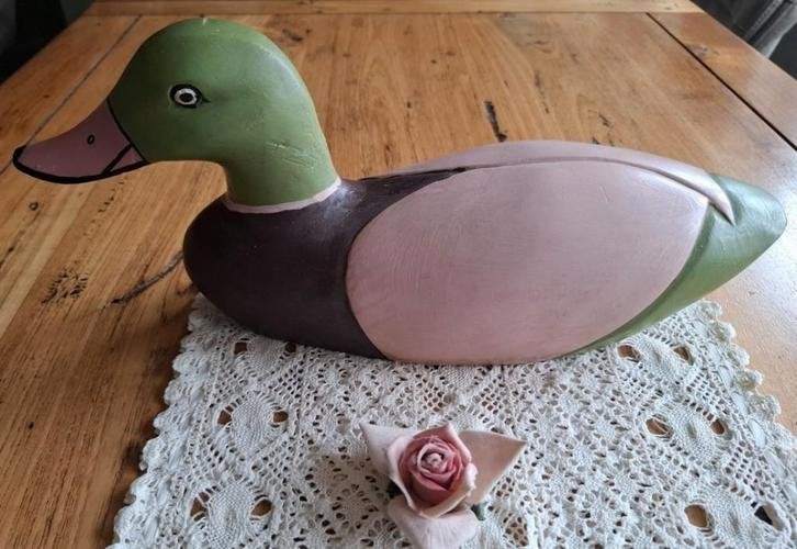 Grote oude handgemaakte houten lokeend, Ophalen of Verzenden