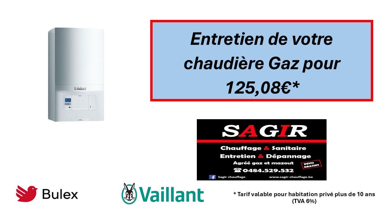 ENTRETIEN CHAUDIÈRE GAZ – TECHNICIEN AGRÉÉ, Bricolage & Construction, Enlèvement ou Envoi, Comme neuf