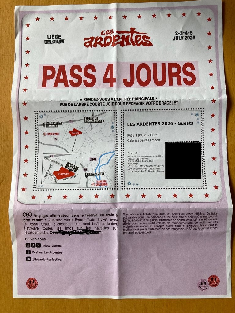 Pass 4J Ardentes 2026, Tickets & Billets