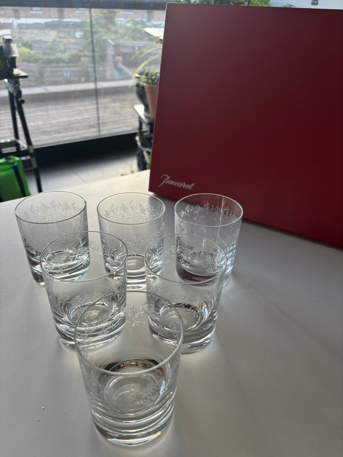 6 Vintage ongebruikte kristallen whisky glazen Baccarat., Ophalen