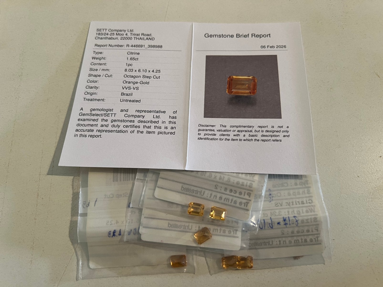 Citrine, taille émeraude, ~1,65 ct (naturelle, non cultivé), Enlèvement, Neuf