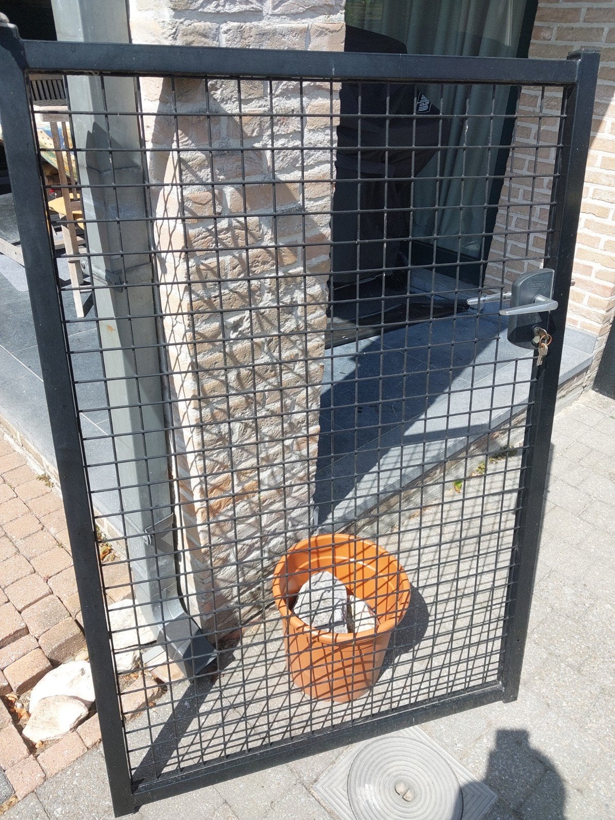 Tuinafsluiting (>8m) + poort + betonplaten, Enlèvement, Utilisé, Avec portail