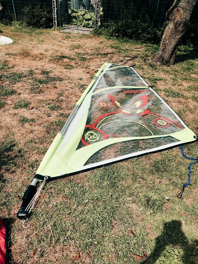 Surfzeil met zak, Watersport en Boten, Windsurfen, Ophalen, Minder dan 3.5 m², Zo goed als nieuw, Met mast
