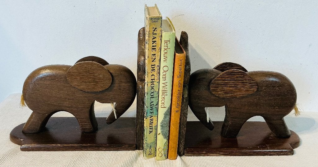 vintage boekensteun, olifanten, Ophalen of Verzenden