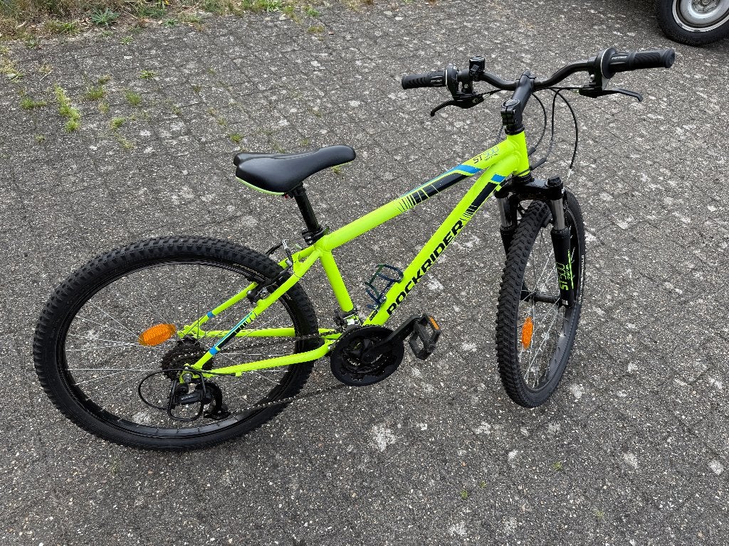 Mtb Rockrider ST500 - 24" - Fluo Geel - in gebruikte staat, 24 pouces, Frein à tambour, Frein à main, Enlèvement