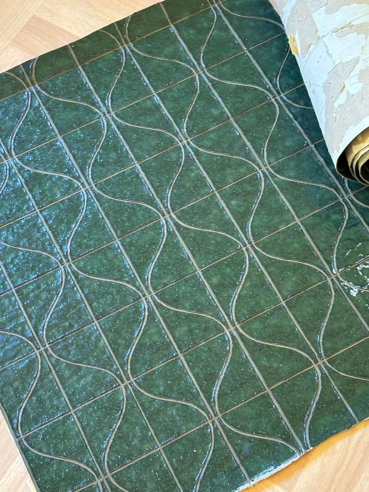 Vinyls retro, Maison & Meubles, 10 à 25 m², Comme neuf, Vert, Enlèvement