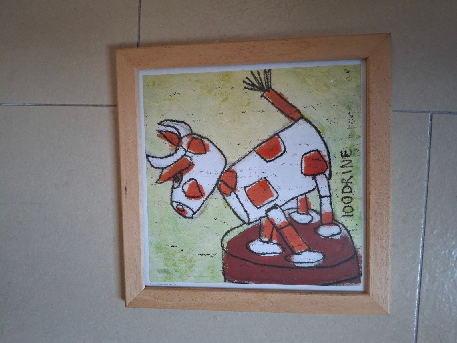 Kader "koe" 20/20cm voor in kinderkamer, Ophalen of Verzenden, Zo goed als nieuw, Wanddecoratie