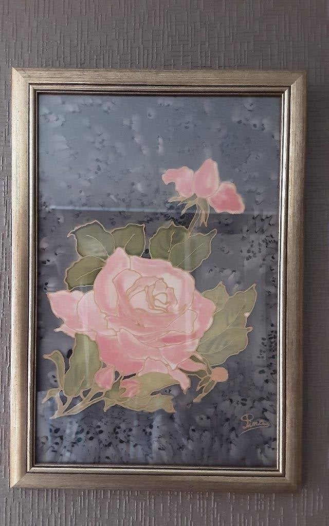Peinture à l'huile roses, Antiquités & Art, Art | Peinture | Moderne, Enlèvement ou Envoi, Sous verre, Peinture à l'huile, Fleurs