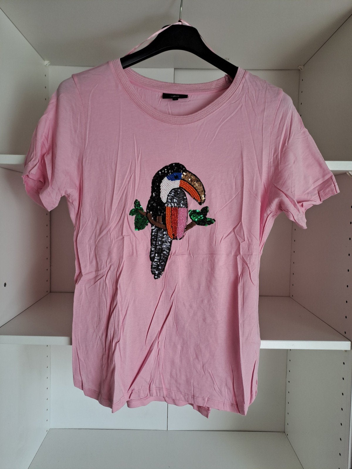 Mt S Roze T-shirt met toekan van pailletten en parels, Kleding | Dames, T-shirts, JBC, Ophalen of Verzenden, Zo goed als nieuw