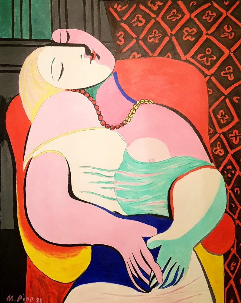 Picasso (Le Rêve) Peinture, Bois, Peinture acrylique, Enlèvement, Signé