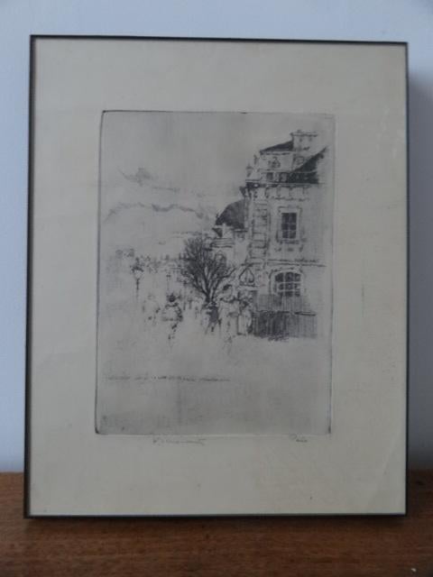 gravure encadrée, Theo Beerendonk, paysage urbain de Paris, Envoi