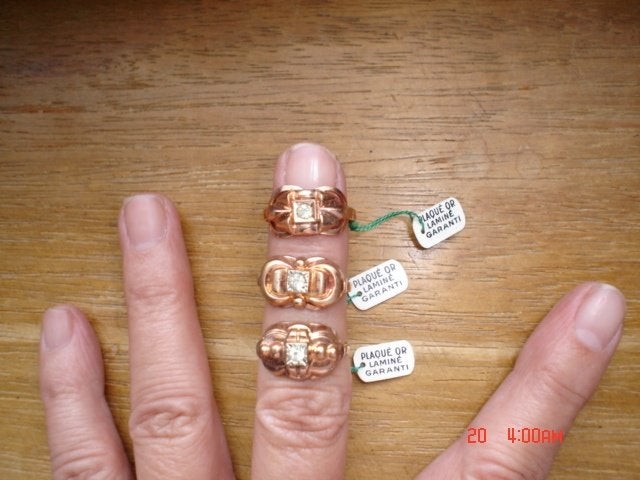 retro ring met zirkoon, verguld, Overige materialen, Nieuw, Ophalen of Verzenden, 17 tot 18